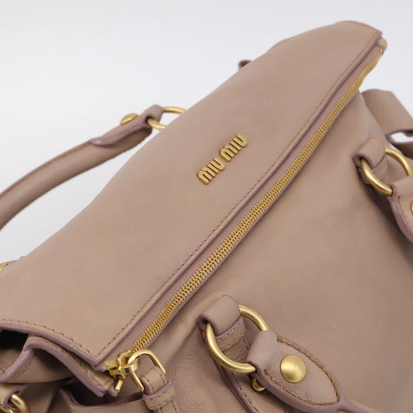 Miu Miu Matelasse Hand Bag Leather 2way Pink Gold Auth 211316M