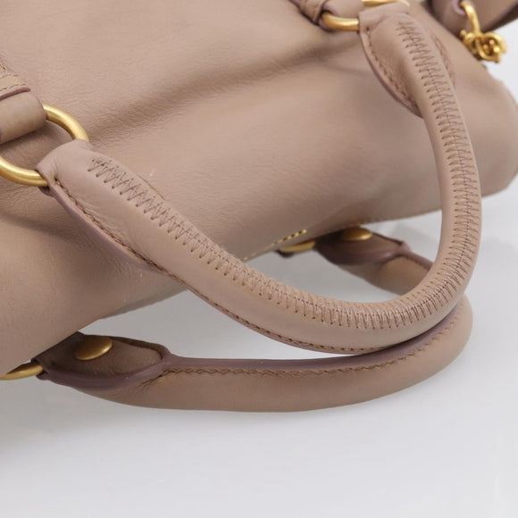 Miu Miu Matelasse Hand Bag Leather 2way Pink Gold Auth 211316M