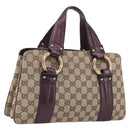 GUCCI GG Canvas Hand Bag Beige Gold 131324 Auth 211317V-1