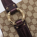 GUCCI GG Canvas Hand Bag Beige Gold 131324 Auth 211317V-16