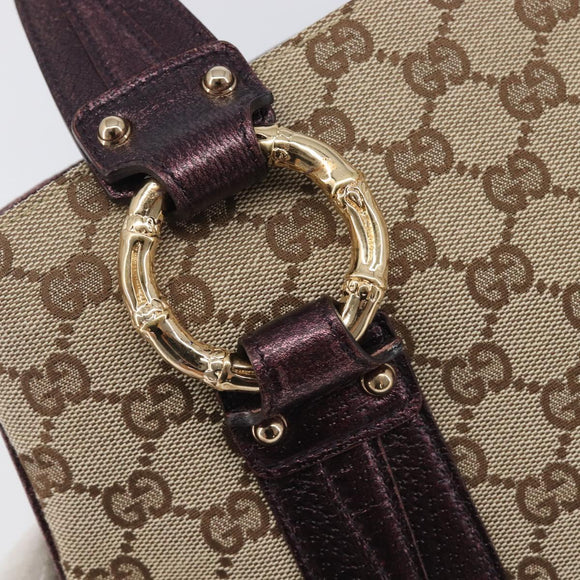 GUCCI GG Canvas Hand Bag Beige Gold 131324 Auth 211317V