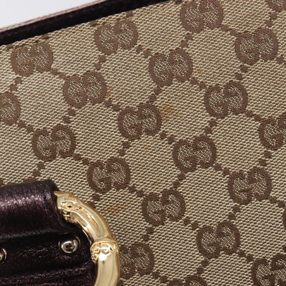 GUCCI GG Canvas Hand Bag Beige Gold 131324 Auth 211317V