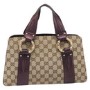 GUCCI GG Canvas Hand Bag Beige Gold 131324 Auth 211317V-2