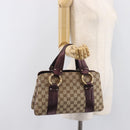 GUCCI GG Canvas Hand Bag Beige Gold 131324 Auth 211317V-29
