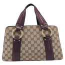 GUCCI GG Canvas Hand Bag Beige Gold 131324 Auth 211317V-3