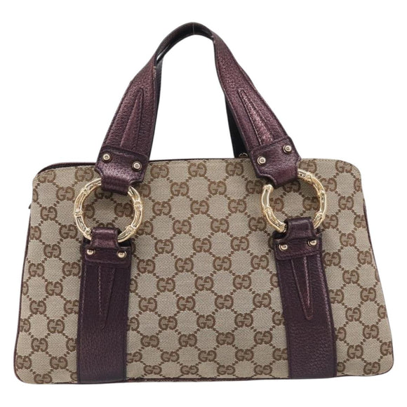 GUCCI GG Canvas Hand Bag Beige Gold 131324 Auth 211317V