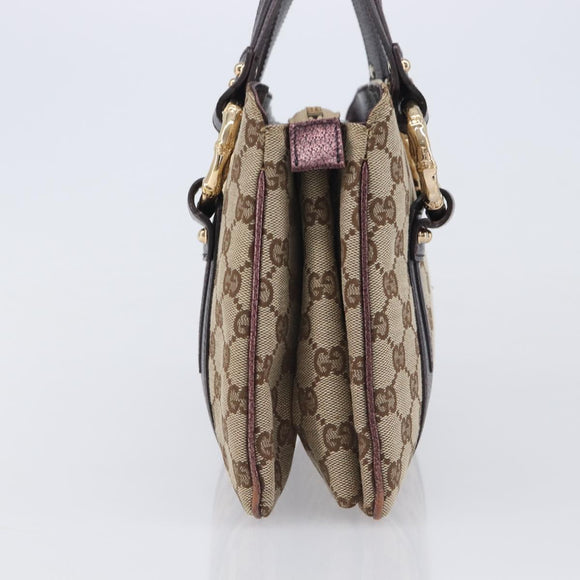 GUCCI GG Canvas Hand Bag Beige Gold 131324 Auth 211317V