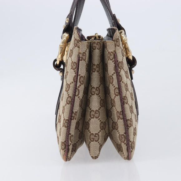 GUCCI GG Canvas Hand Bag Beige Gold 131324 Auth 211317V