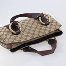GUCCI GG Canvas Hand Bag Beige Gold 131324 Auth 211317V-6