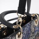 Christian Dior Lady Dior Hand Bag Leather 2way Black Gold Auth 211318SM-19
