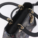Christian Dior Lady Dior Hand Bag Leather 2way Black Gold Auth 211318SM-6