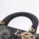 Christian Dior Lady Dior Hand Bag Leather 2way Black Gold Auth 211318SM-8
