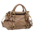 Miu Miu Matelasse Hand Bag Vitellolux 2way Brown Gold Auth 211319V-1