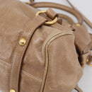 Miu Miu Matelasse Hand Bag Vitellolux 2way Brown Gold Auth 211319V-12