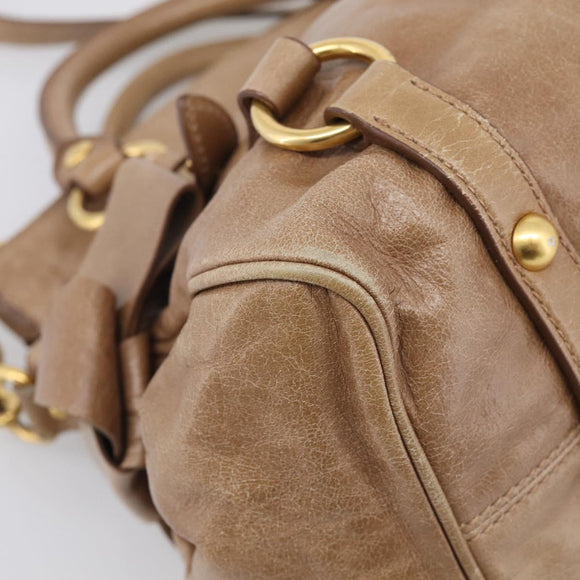 Miu Miu Matelasse Hand Bag Vitellolux 2way Brown Gold Auth 211319V