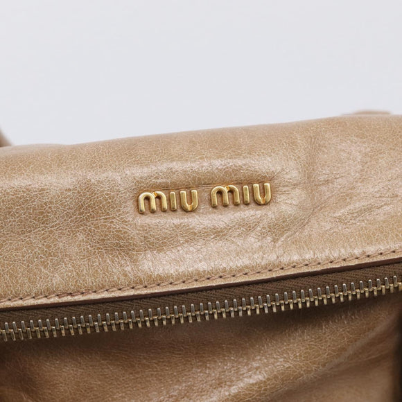 Miu Miu Matelasse Hand Bag Vitellolux 2way Brown Gold Auth 211319V