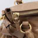 Miu Miu Matelasse Hand Bag Vitellolux 2way Brown Gold Auth 211319V-17
