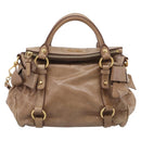 Miu Miu Matelasse Hand Bag Vitellolux 2way Brown Gold Auth 211319V-2