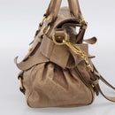 Miu Miu Matelasse Hand Bag Vitellolux 2way Brown Gold Auth 211319V-4