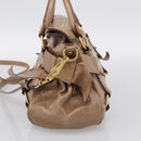 Miu Miu Matelasse Hand Bag Vitellolux 2way Brown Gold Auth 211319V-5