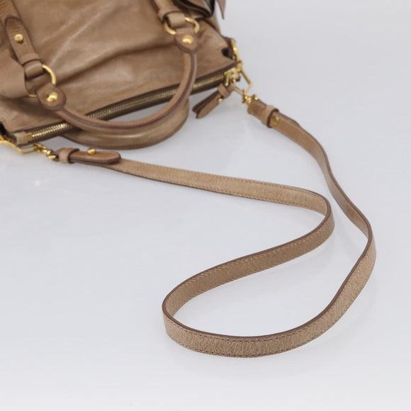 Miu Miu Matelasse Hand Bag Vitellolux 2way Brown Gold Auth 211319V