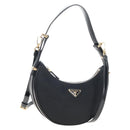PRADA Arche Shoulder Bag Nylon Leather 2way Black Gold Auth 211320V-1
