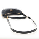 PRADA Arche Shoulder Bag Nylon Leather 2way Black Gold Auth 211320V-10