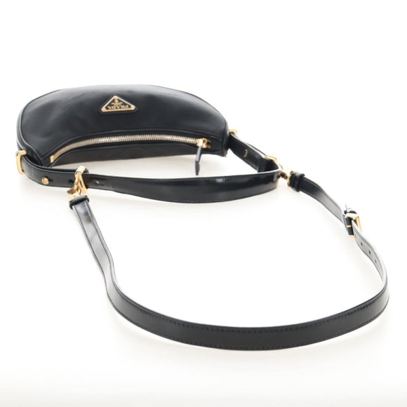 PRADA Arche Shoulder Bag Nylon Leather 2way Black Gold Auth 211320V