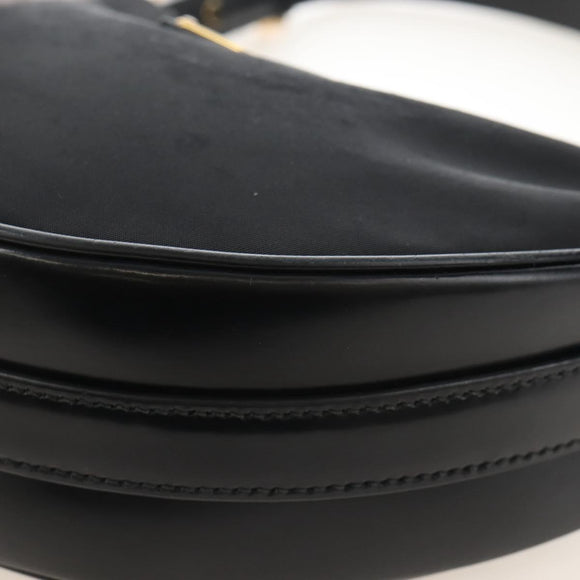 PRADA Arche Shoulder Bag Nylon Leather 2way Black Gold Auth 211320V