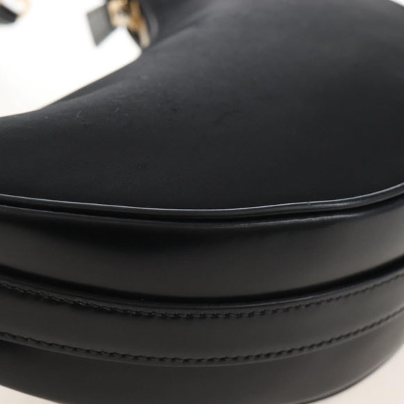 PRADA Arche Shoulder Bag Nylon Leather 2way Black Gold Auth 211320V