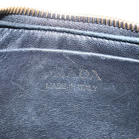 PRADA Arche Shoulder Bag Nylon Leather 2way Black Gold Auth 211320V