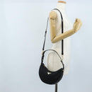PRADA Arche Shoulder Bag Nylon Leather 2way Black Gold Auth 211320V-29