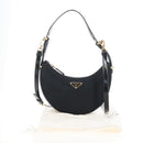 PRADA Arche Shoulder Bag Nylon Leather 2way Black Gold Auth 211320V-30