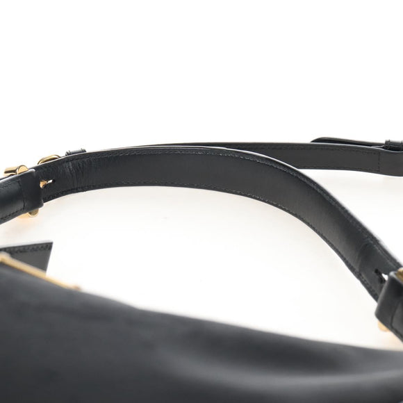 PRADA Arche Shoulder Bag Nylon Leather 2way Black Gold Auth 211320V
