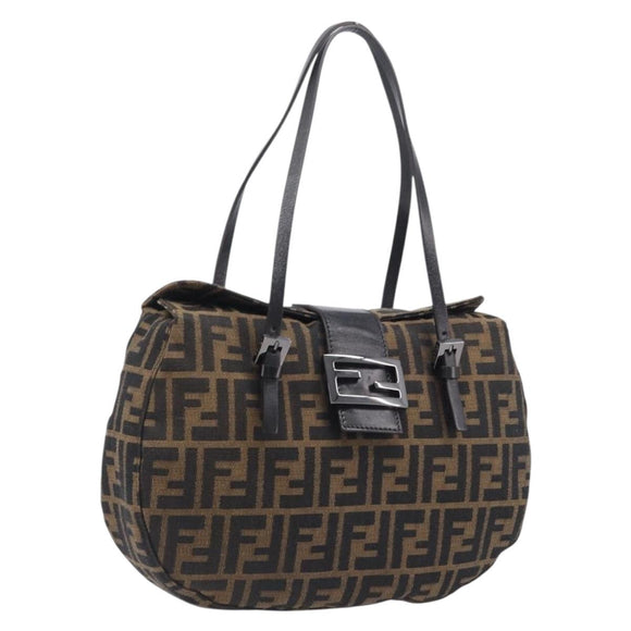 FENDI Zucca Canvas Mamma Baguette Hand Bag Brown Silver 8BR088 Auth 211322V