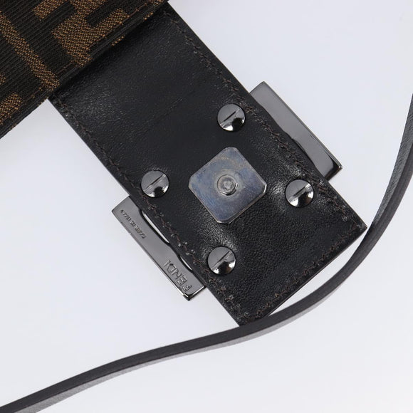 FENDI Zucca Canvas Mamma Baguette Hand Bag Brown Silver 8BR088 Auth 211322V
