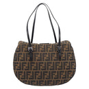 FENDI Zucca Canvas Mamma Baguette Hand Bag Brown Silver 8BR088 Auth 211322V-3