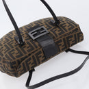FENDI Zucca Canvas Mamma Baguette Hand Bag Brown Silver 8BR088 Auth 211322V-6