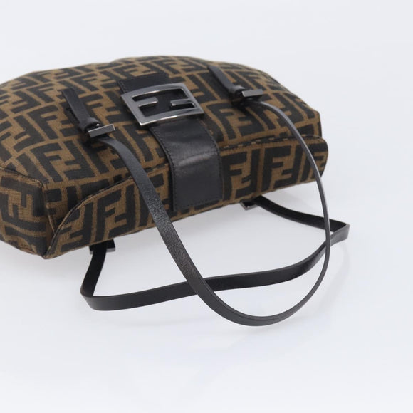 FENDI Zucca Canvas Mamma Baguette Hand Bag Brown Silver 8BR088 Auth 211322V