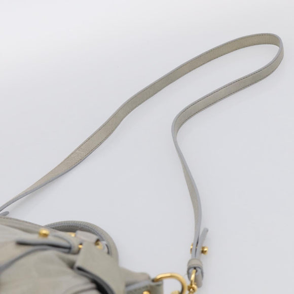 Miu Miu Vitellolux Hand Bag Leather 2way Gray Gold Tone Auth 211327V
