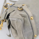 Miu Miu Vitellolux Hand Bag Leather 2way Gray Gold Tone Auth 211327V-13