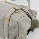 Miu Miu Vitellolux Hand Bag Leather 2way Gray Gold Tone Auth 211327V-14