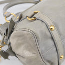 Miu Miu Vitellolux Hand Bag Leather 2way Gray Gold Tone Auth 211327V-15