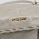 Miu Miu Vitellolux Hand Bag Leather 2way Gray Gold Tone Auth 211327V-16