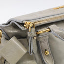 Miu Miu Vitellolux Hand Bag Leather 2way Gray Gold Tone Auth 211327V-17