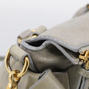 Miu Miu Vitellolux Hand Bag Leather 2way Gray Gold Tone Auth 211327V-18