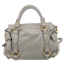 Miu Miu Vitellolux Hand Bag Leather 2way Gray Gold Tone Auth 211327V-3