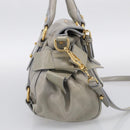 Miu Miu Vitellolux Hand Bag Leather 2way Gray Gold Tone Auth 211327V-4