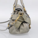Miu Miu Vitellolux Hand Bag Leather 2way Gray Gold Tone Auth 211327V-5
