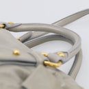 Miu Miu Vitellolux Hand Bag Leather 2way Gray Gold Tone Auth 211327V-8
